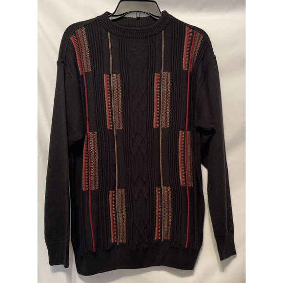 Vintage Claudio M Sweater Mens Medium Black Pullover Cable Knit 50% Wool - Picture 1 of 9